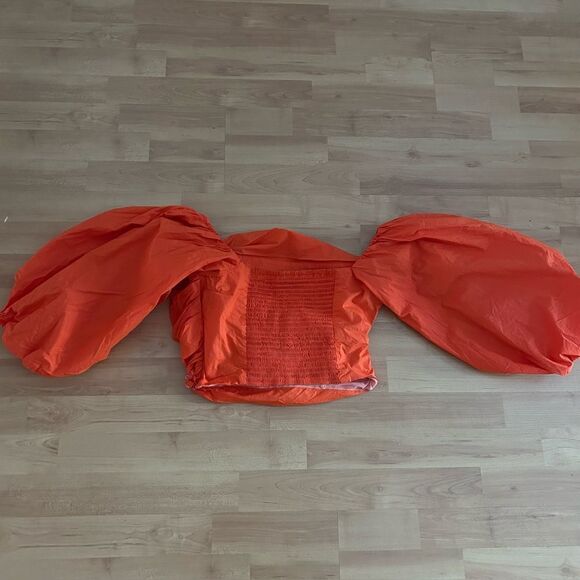 Tanya Taylor Alondra Puff Sleeve Cotton Crop Top Size 6 - Picture 9 of 11